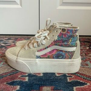 VANS Suede & Paisley Print Platform Shoes 5.5youth/7 women’s